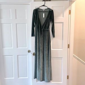 New with Tags Baltic Born Green Velvet Maxi Wrap Dress